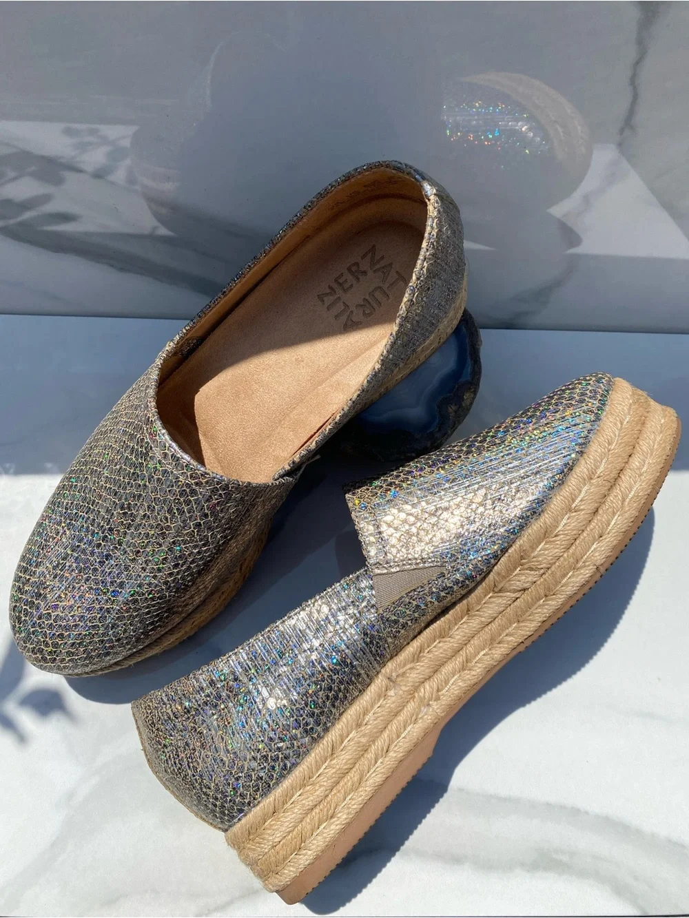 Naturalizer Women's Thea 3 Platform Leather Espadrilles Summer  Vacation  Comfy